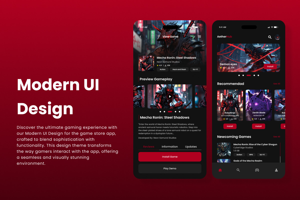 AetherHub - Game Store Mobile App, an App Template by trabaskriya (Photo 3 of 5)