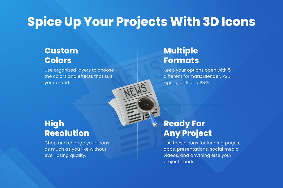 3D News Illustration, a Scene 3D Model by Flat Icons (Photo 3 of 8)