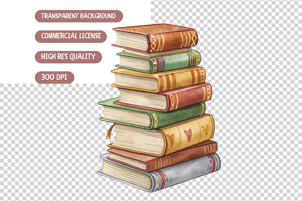 Book Lover Watercolor Clipart, an Object Illustration by TatiMockup (Photo 4 of 4)