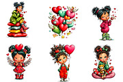quirky valentine girl clipart bundle, an Illustration by CreationArt (Thumbnail 4 of 5)