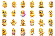 Whimsical Easter Chick Clipart, an Illustration by designcity5 (Thumbnail 2 of 5)