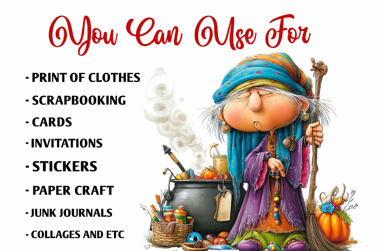 Funny Witch Clipart, a Seasonal Illustration by fashionaddict (Photo 5 of 7)