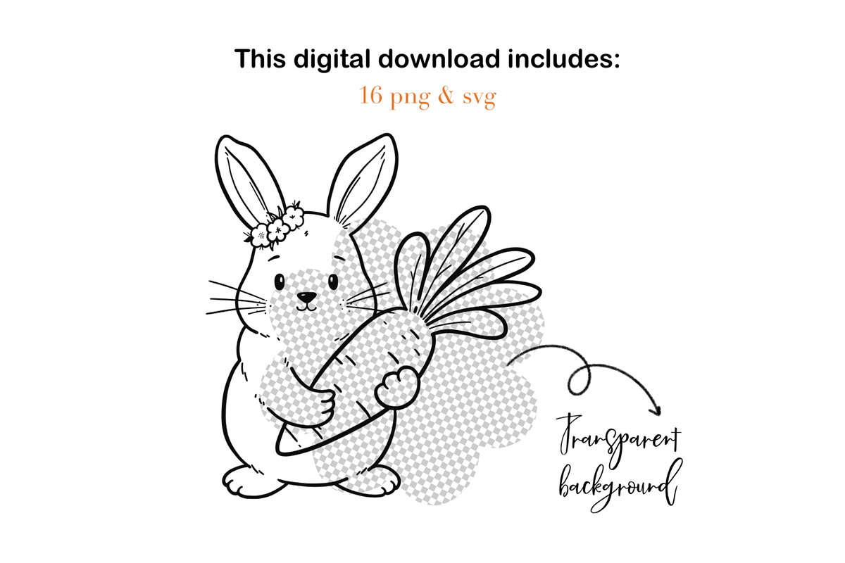 Easter Bunny Clipart Set PNG SVG, a Seasonal Illustration by ArtGiftsStudio (Photo 4 of 5)