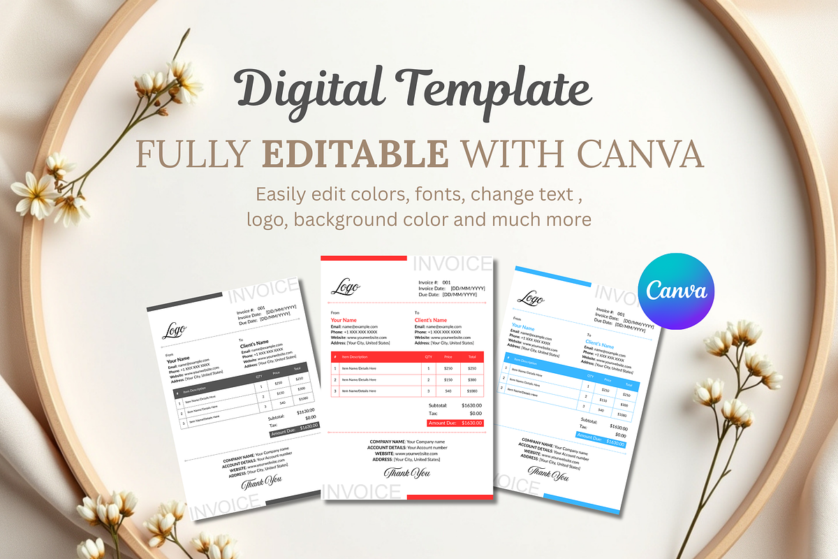 Editable Canva Invoice Template preview 4