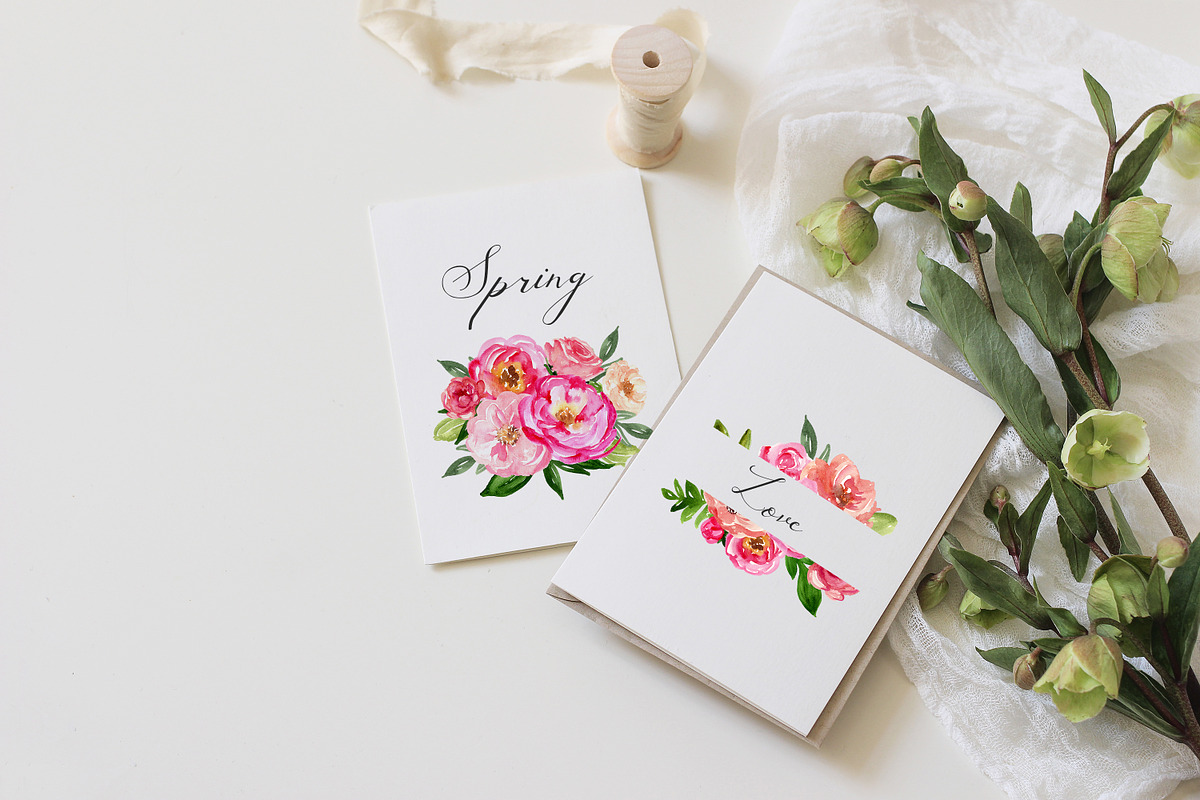 Spring floral watercolor Pinki, a Decorative Illustration by Julia Bogdan (Photo 4 of 9)