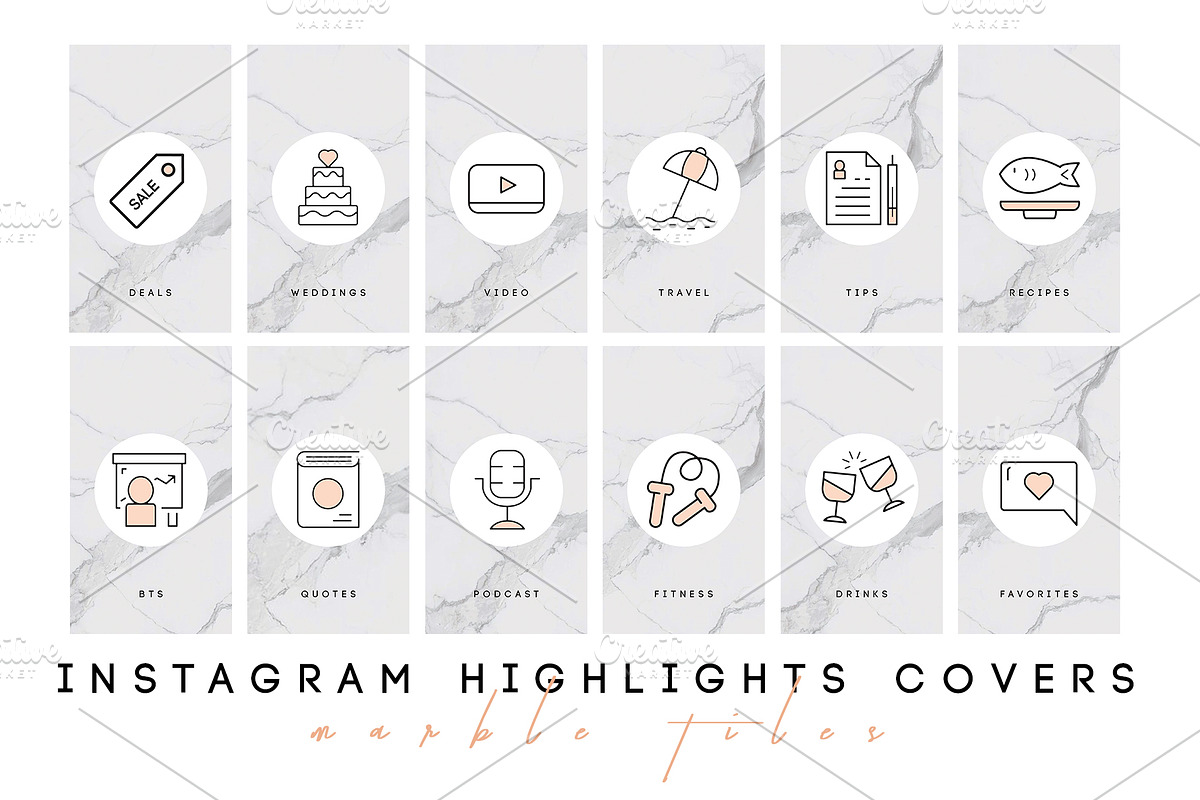 Marble Instagram Tiles for Stories, a Graphic by The Social Esthete