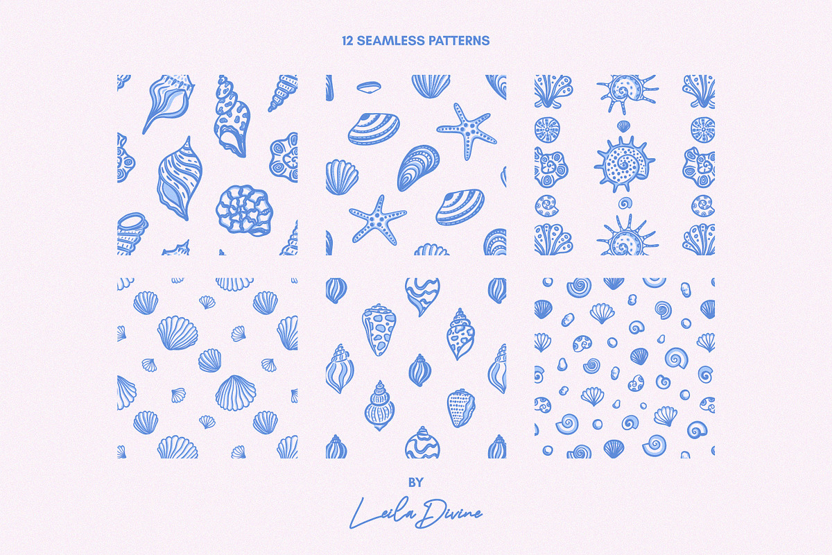 Seashells Clip Art & Patterns, an Object Graphic by Leila Divine (Photo 10 of 13)