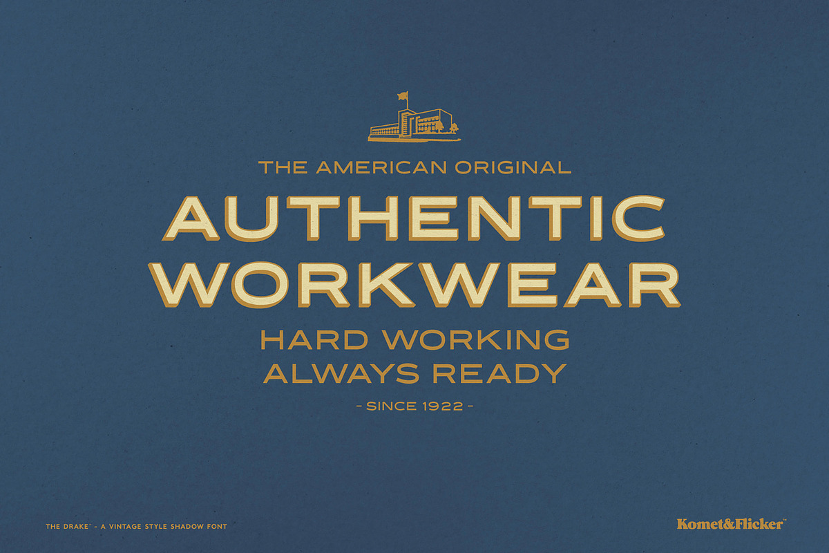 The Drake - A Vintage Shadow Font, a Sans Serif Font by Komet & Flicker (Photo 5 of 14)