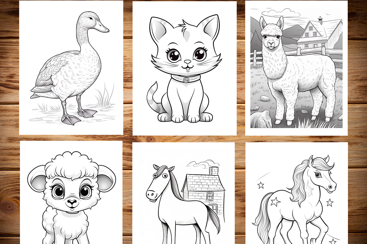 Farm Animals Coloring Pages for Kids, a Brochure Template by LA Design (Photo 3 of 10)