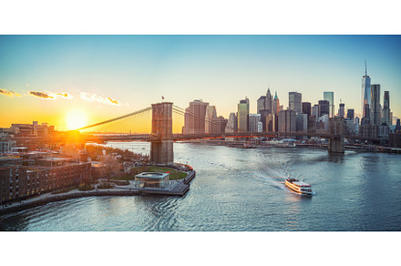 Brooklyn bridge and Manhattan at, an Architecture Photo by sborisov