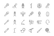 Microphones Line Icons, an Outline Icon by Nadiinko (Thumbnail 2 of 2)