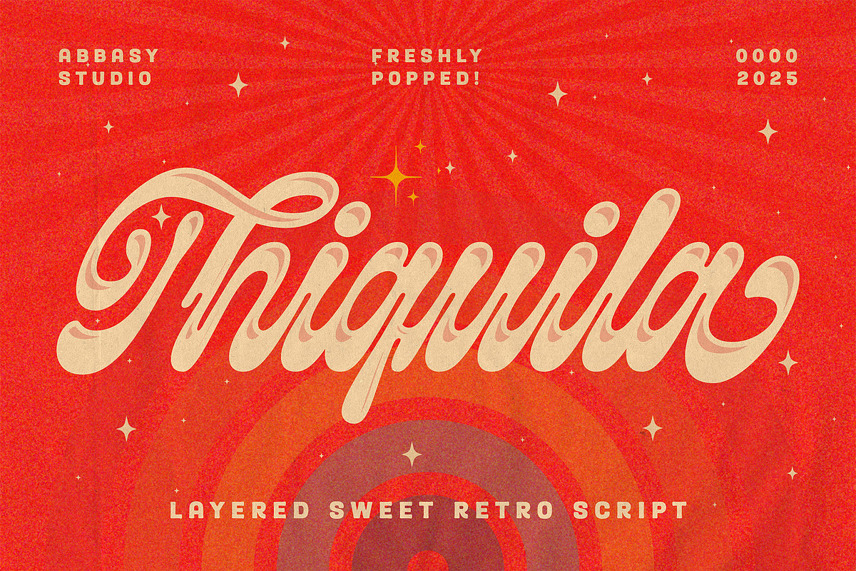 Thiquila - Layered Retro Script Font, a Script Font by Abbasy Studio (Photo 1 of 7)
