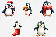 Watercolor Christmas Penguin Bundle, an Illustration by CrexoraLab (Thumbnail 4 of 5)