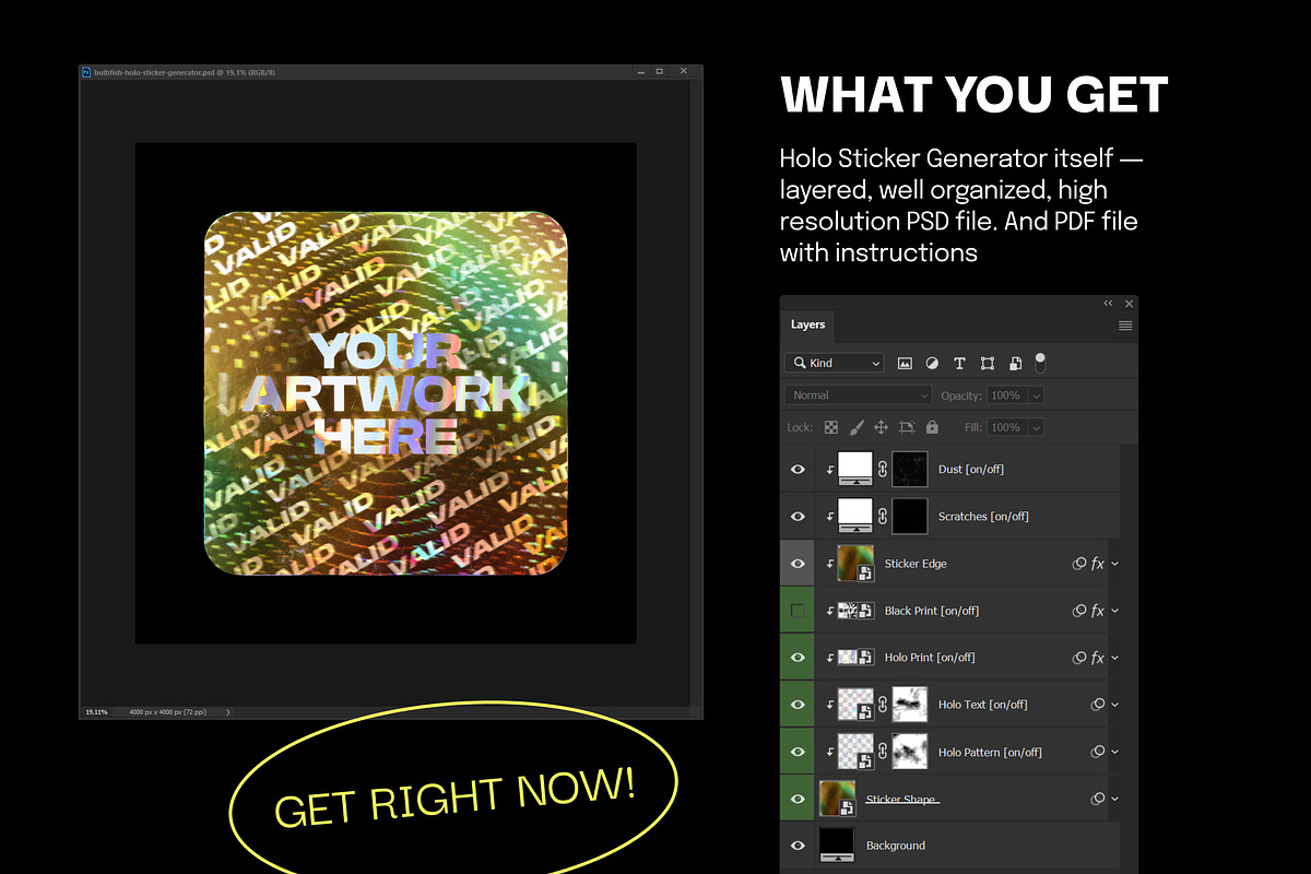 Holo Sticker Generator, a Product Mockup by BULBFISH (Photo 8 of 8)