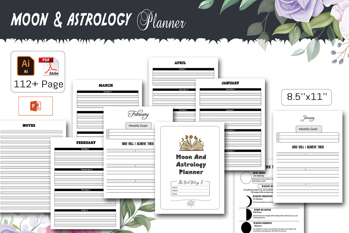 Moon And Astrology Planner, a Stationery Template by design_hut