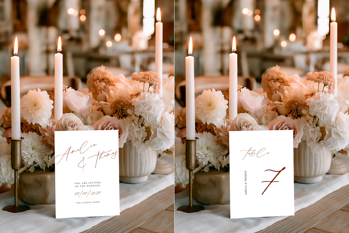 5x7 Peach Wedding Invitation Mockup, a Product Mockup by Serenefeeling (Photo 2 of 6)