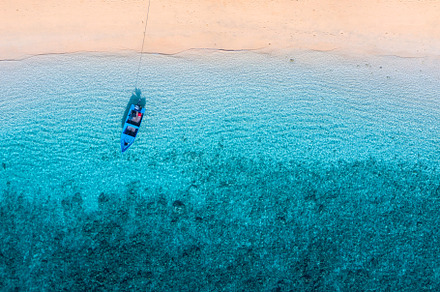Boat near the beach. Aerial view, a Nature Photo by Landscape and travel