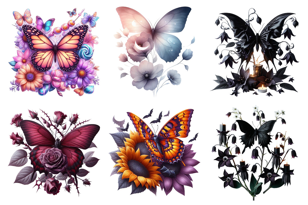 Fantasy Halloween Butterfly Clipart, an Illustration by Daily.Designs (Photo 2 of 4)