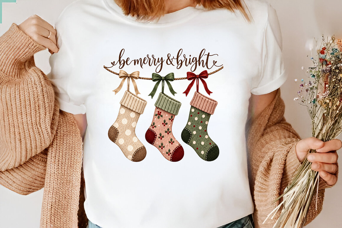 Be Merry and Bright Christmas PNG, a Seasonal Illustration by CraftArtStudio (Photo 3 of 4)