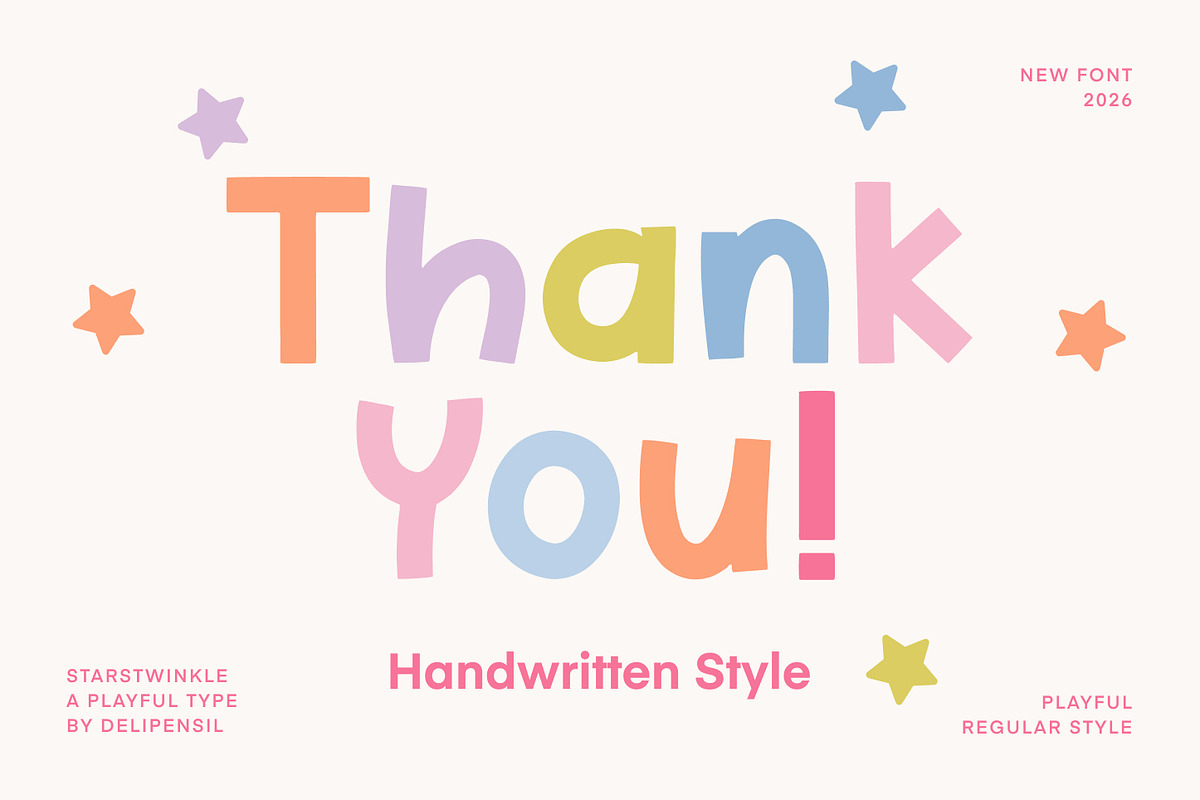 Stars Twinkle - A Handwritting Kids, a Handwritten Font by delipensil (Photo 7 of 7)