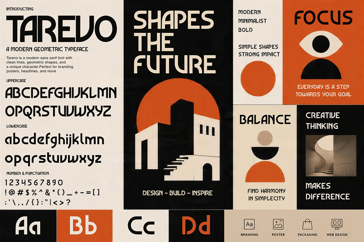 Tarevo - Modern Geometric Typeface, a Sans Serif Font by Pitchlook.Studio (Photo 2 of 4)