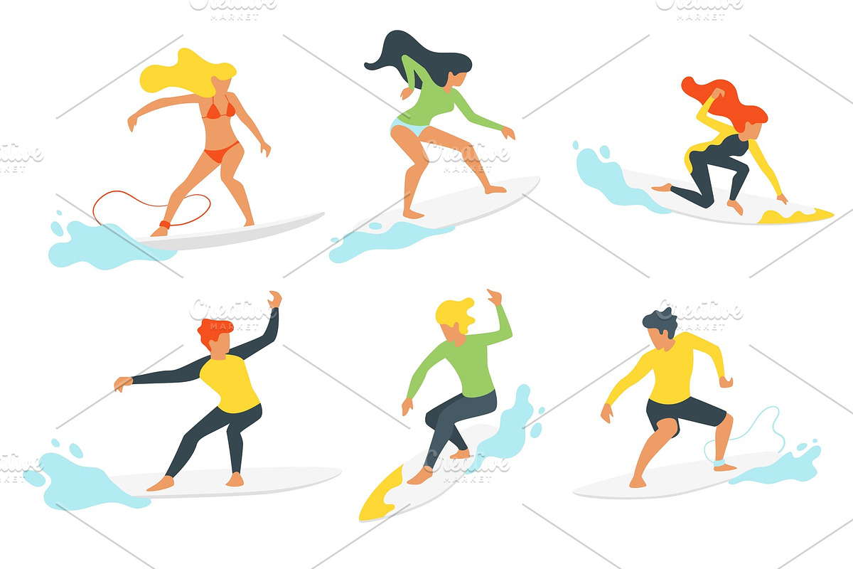 surfer silhouette with wave, a Person Illustration by Cartoon time!