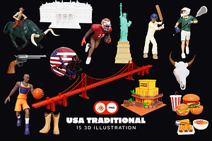 USA Traditional 3D Illustration Pack