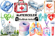 Watercolor Healthcare Medical Clipar, an Illustration by Black Bird Studio (Thumbnail 1 of 6)