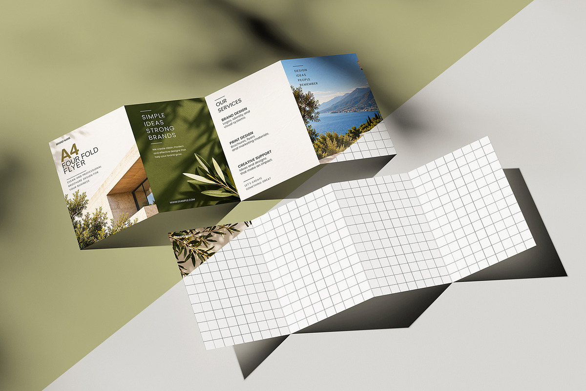 A4 Four Fold Flyer Mockup Bundle, a Books & Magazine Mockup by MockupShelf (Photo 7 of 12)