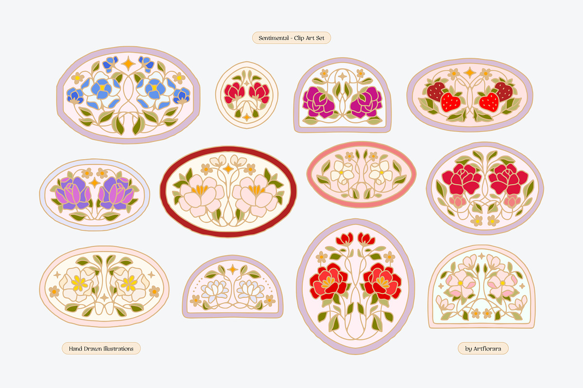 SENTIMENTAL Hand Drawn Whimsy Floral, an Object Graphic by Artflorara (Photo 4 of 12)