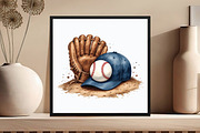 Watercolor Baseball Glove, an Illustration by DreamCafeArt (Thumbnail 4 of 7)