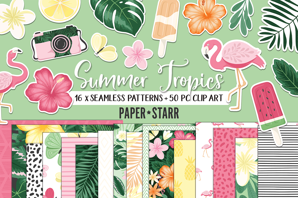 Summer Tropical Digital Bundle, a Pattern Graphic by Paper Starr Studio (Photo 1 of 8)