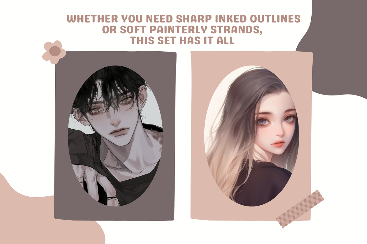 Perfect Hair Brushes for Procreate, a Brush Add-On by Cozy Brushery (Photo 9 of 9)