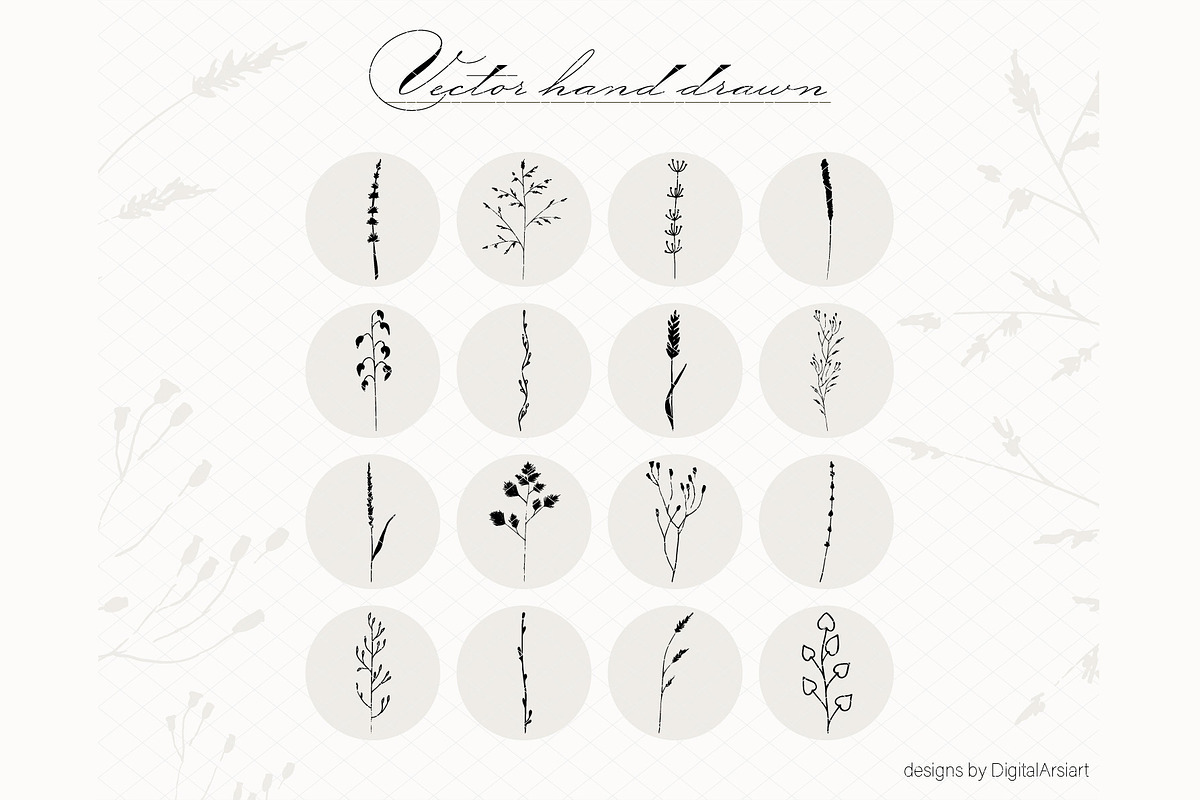 Botanical Clip art Floral vector, an Illustration by DigitalArsiart (Photo 1 of 6)