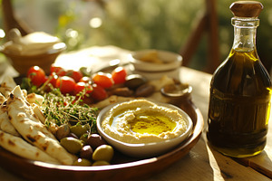 Mediterranean plate with olive oil,, a Food & Drink Photo by MistyDay