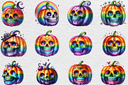 Halloween Skull Pumpkin Clipart, an Illustration by Black Bird Studio (Thumbnail 5 of 6)