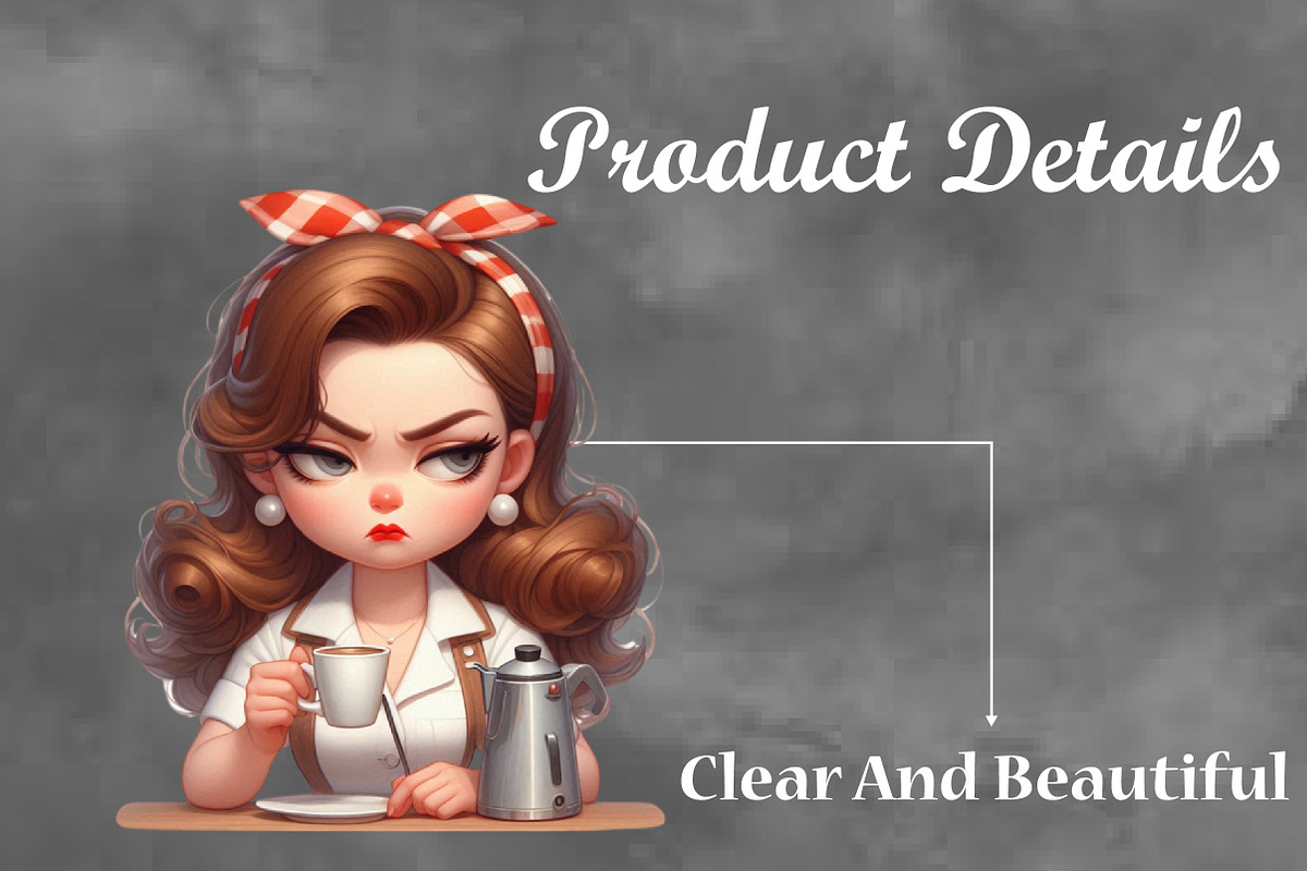 Grumpy Pin Up Housewife Clipart, an Animal Illustration by Craft Nest (Photo 3 of 5)
