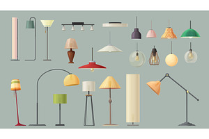 big set of electric lamps on blue, an Object Illustration by IfH