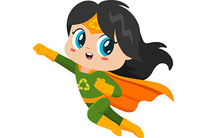 Cute Super Hero Kid Girl, an Illustration by HitToon