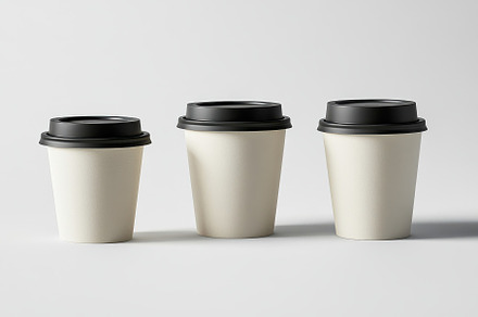 Three paper coffee cups different si, a Background Photo by Pixeness