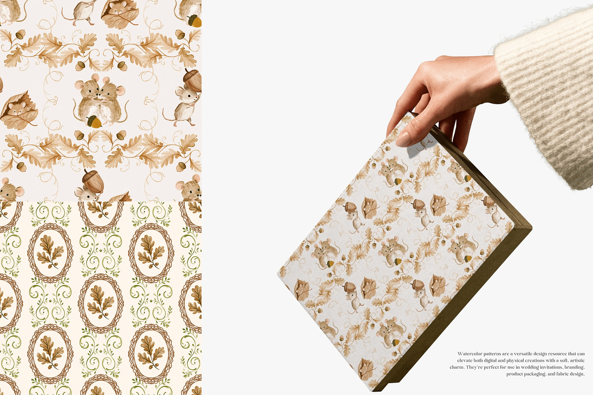 autumn woodland seamless patterns