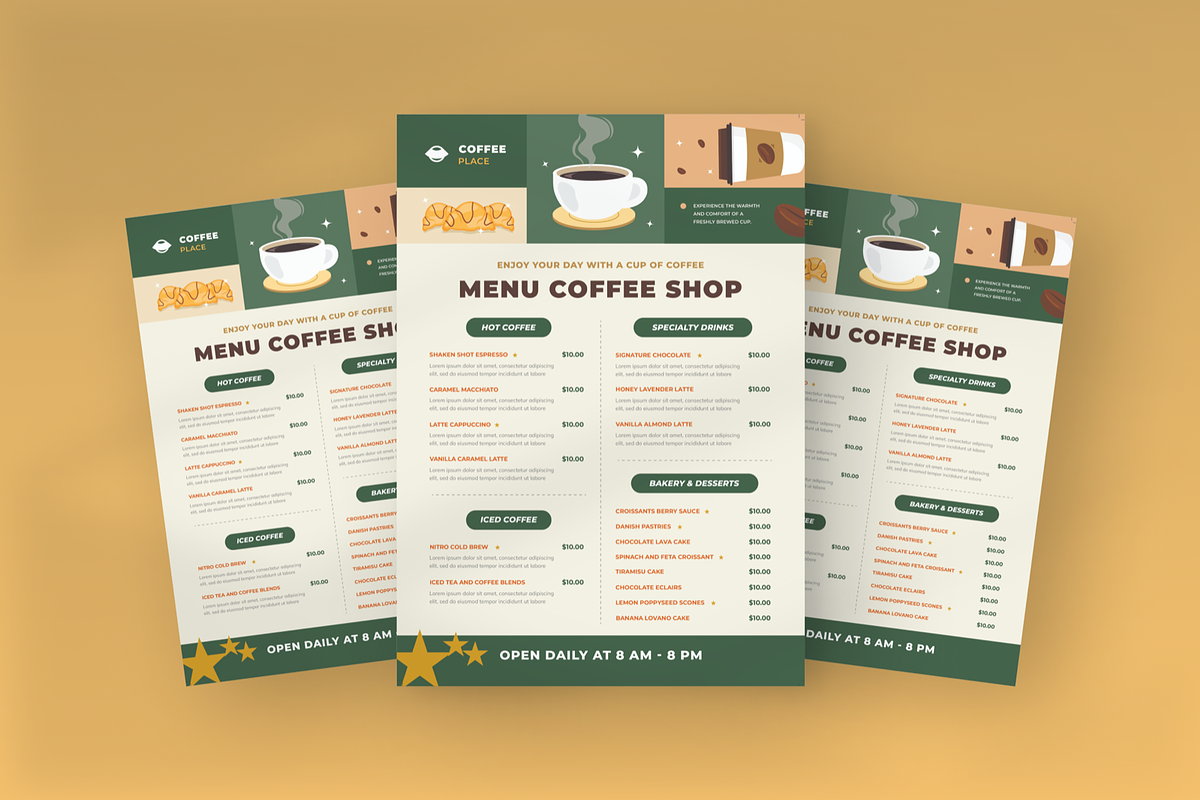 Greena Coffee Shop Menu, a Print Template by SquidPixey (Photo 4 of 5)