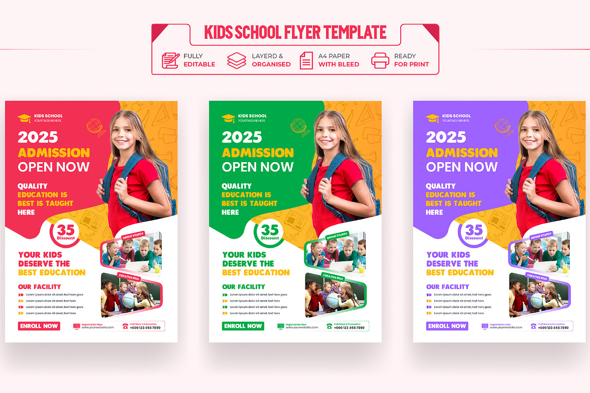 Kids school Admission Flyer Template, a Marketing Template by Mk_Studio (Photo 8 of 11)