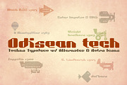 Odisean Tech -Retro font w/ 28 icons, a Sans Serif Font by deFharo (Thumbnail 1 of 4)