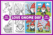 Love Gnome Day Coloring Pages, a Decorative Illustration by Coco Bloom (Thumbnail 1 of 5)