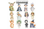 Watercolor Cute Halloween Clipart, an Illustration by CharmClipart (Thumbnail 5 of 9)