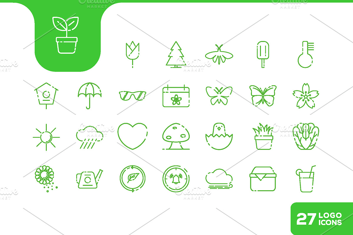 spring season line icons, an Outline Icon by devastd