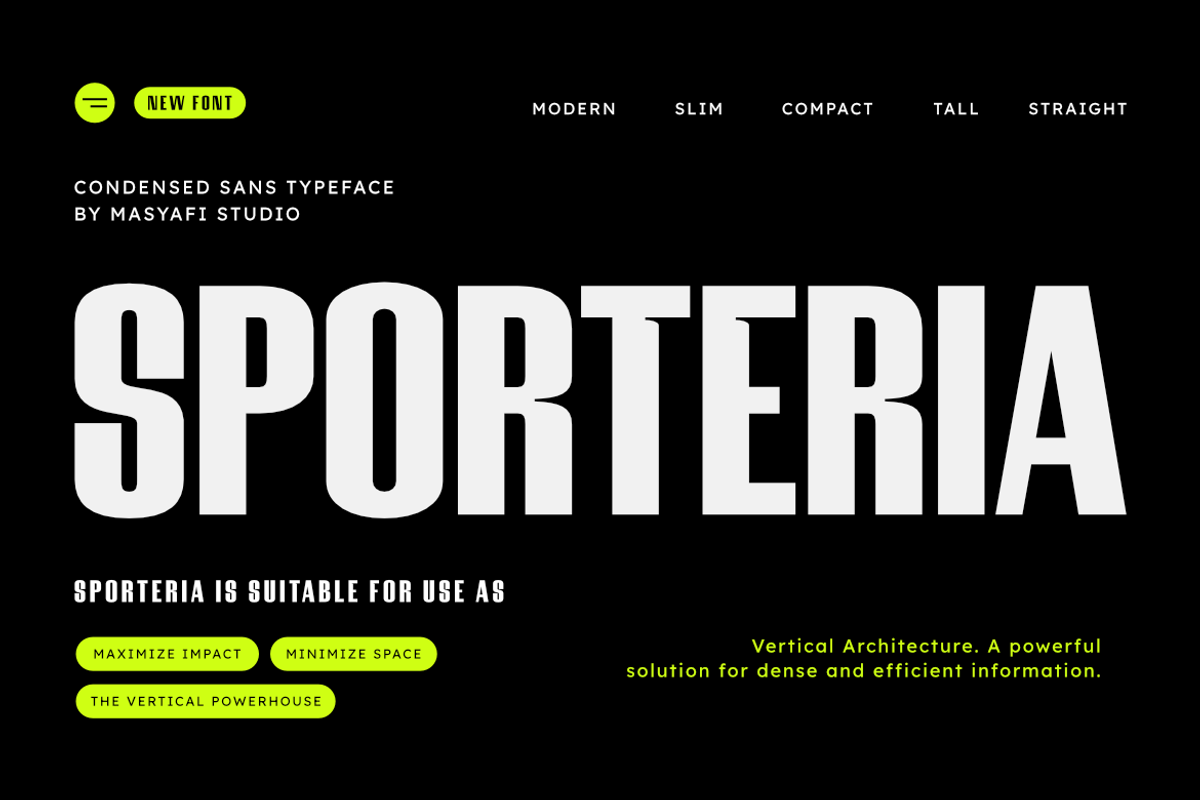 Sporteria - Modern Sans Display Font, a Sans Serif Font by Masyafi Studio (Photo 1 of 8)