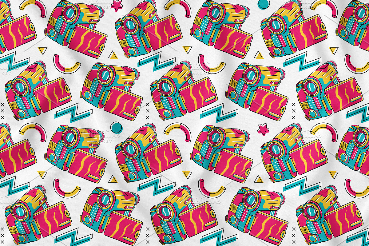 90's Vibe Handycam Seamless Pattern, a Pattern Graphic by MEDZ (Photo 1 of 3)