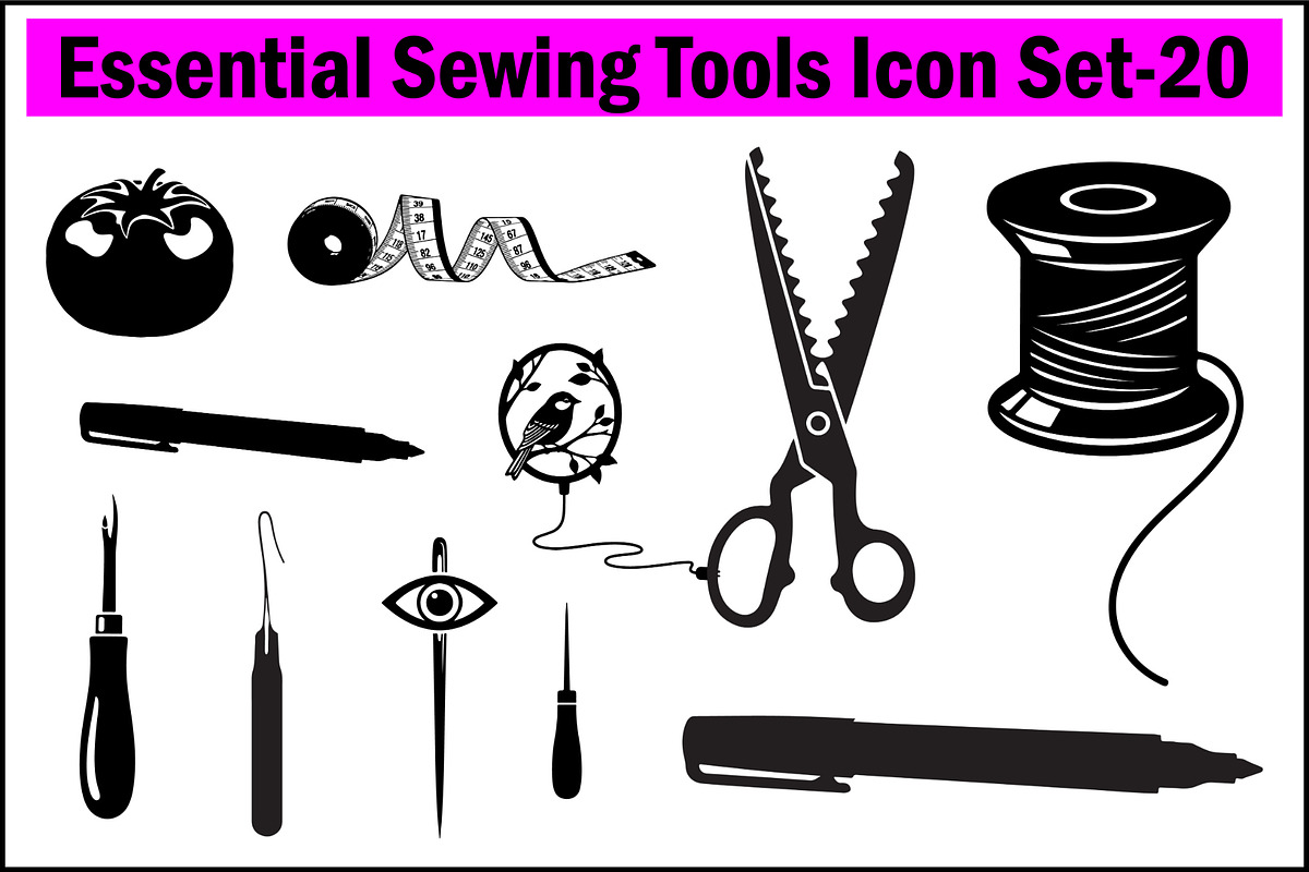 Essential Sewing Tools Icon Set, an Object Illustration by Creativeshirt (Photo 3 of 3)